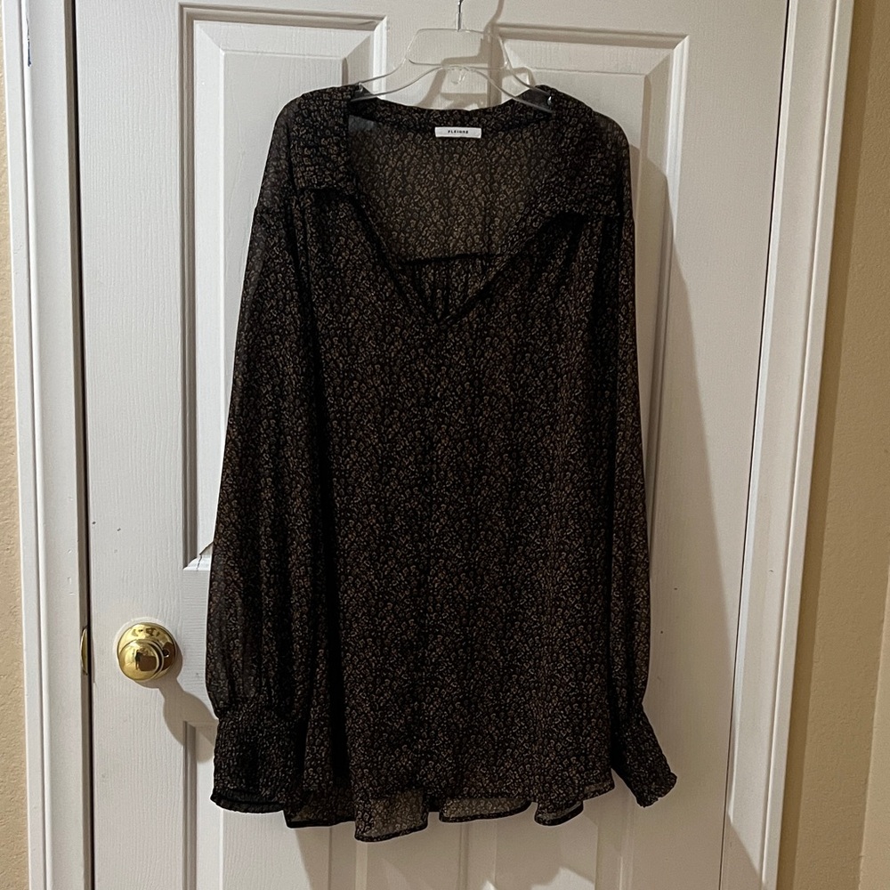 Pleione Black Sheer Blouse